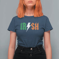 Funny Irish Rocker St Patricks Day Lightning Bolt Rock Music Lover T Shirt For Women
