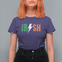 Funny Irish Rocker St Patricks Day Lightning Bolt Rock Music Lover T Shirt For Women