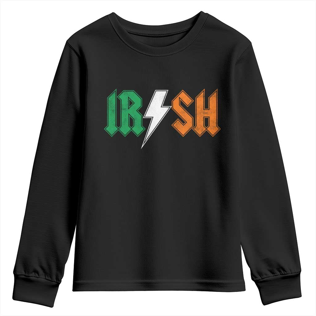 Funny Irish Rocker St Patricks Day Lightning Bolt Rock Music Lover Youth Sweatshirt