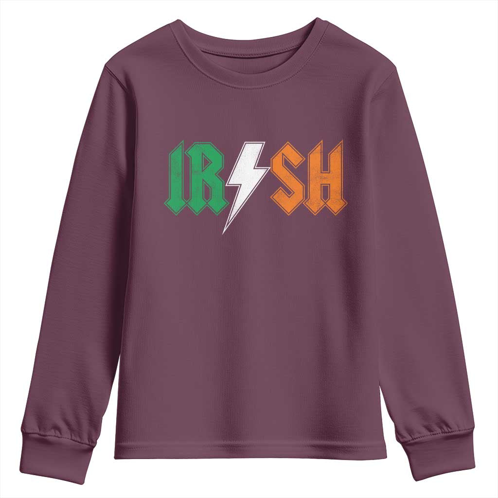 Funny Irish Rocker St Patricks Day Lightning Bolt Rock Music Lover Youth Sweatshirt