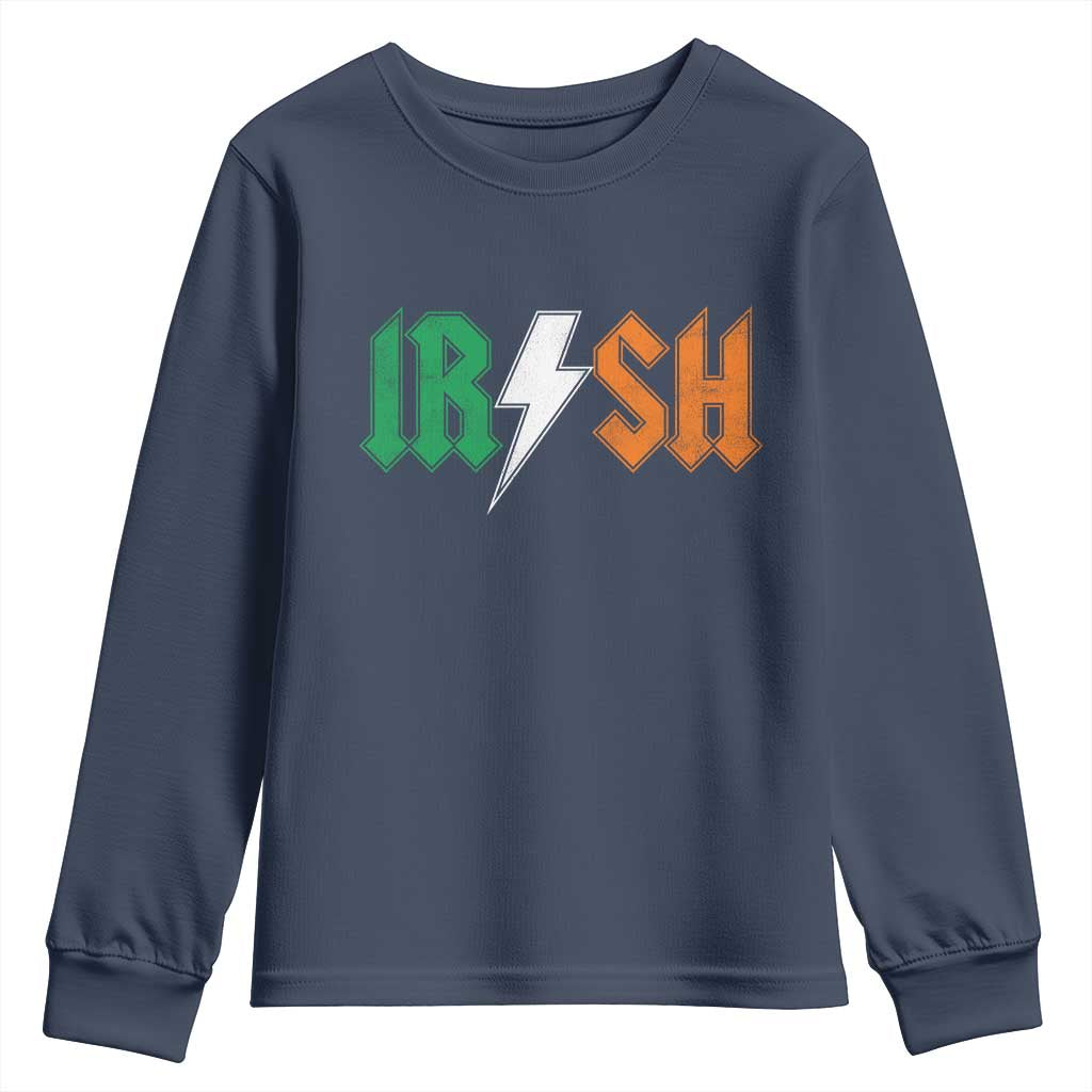 Funny Irish Rocker St Patricks Day Lightning Bolt Rock Music Lover Youth Sweatshirt