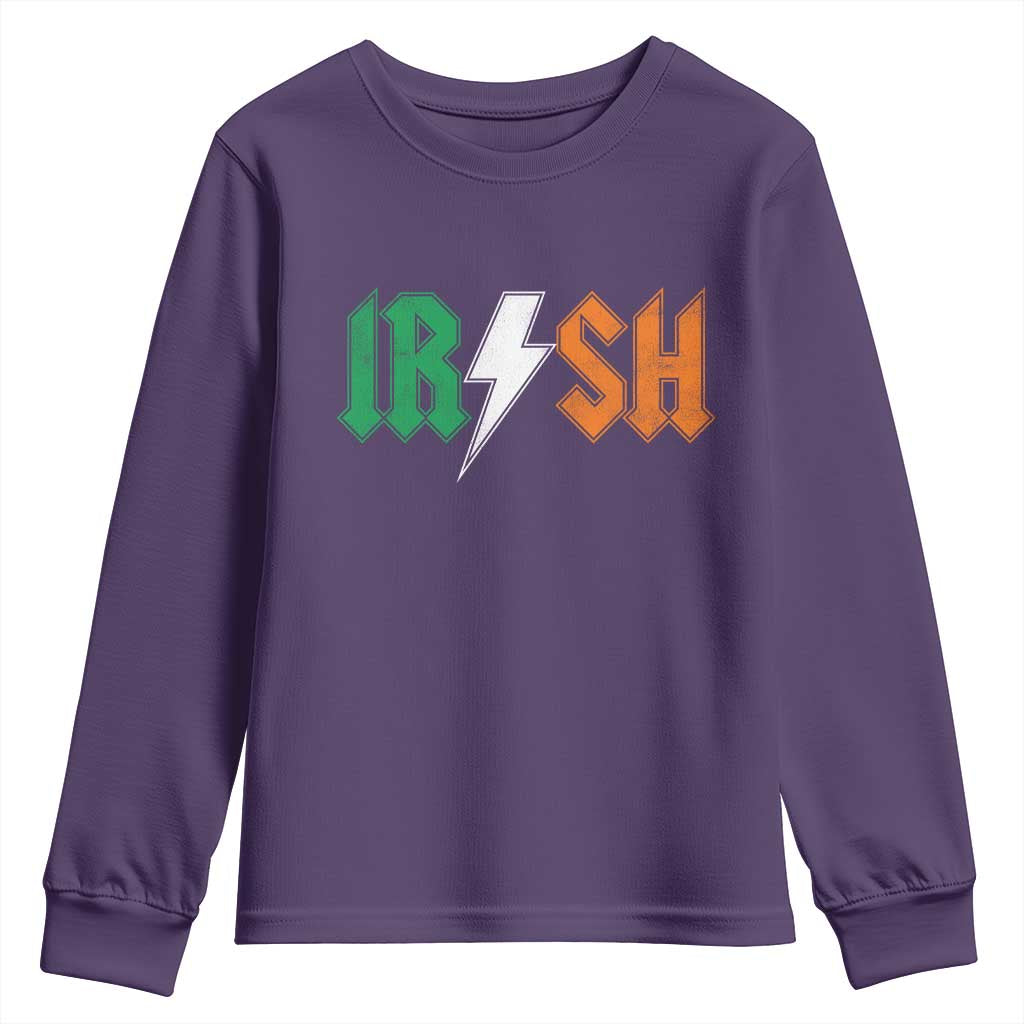 Funny Irish Rocker St Patricks Day Lightning Bolt Rock Music Lover Youth Sweatshirt