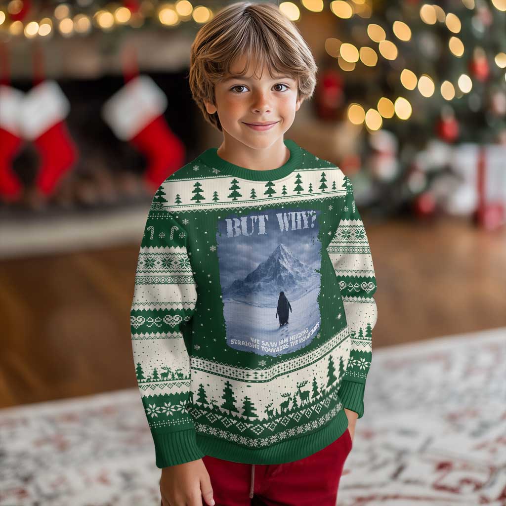 We Saw Him Heading Straight Towards The Mountain But Why Nihilist Penguin Ugly Christmas Sweater