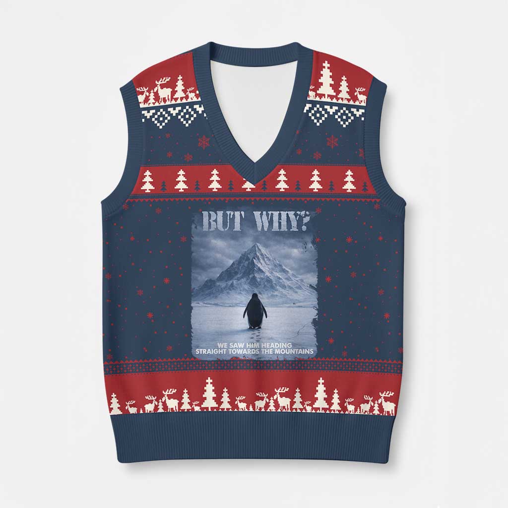 We Saw Him Heading Straight Towards The Mountain But Why Nihilist Penguin V-Neck Knit Sweater Vest