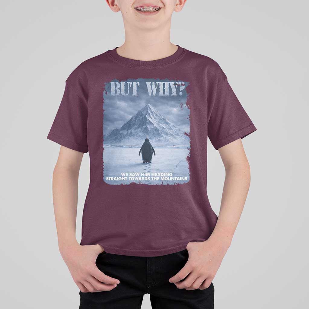We Saw Him Heading Straight Towards The Mountain But Why Nihilist Penguin T Shirt For Kid