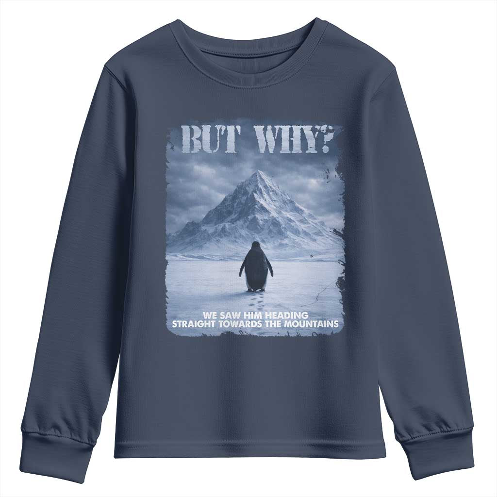 We Saw Him Heading Straight Towards The Mountain But Why Nihilist Penguin Youth Sweatshirt
