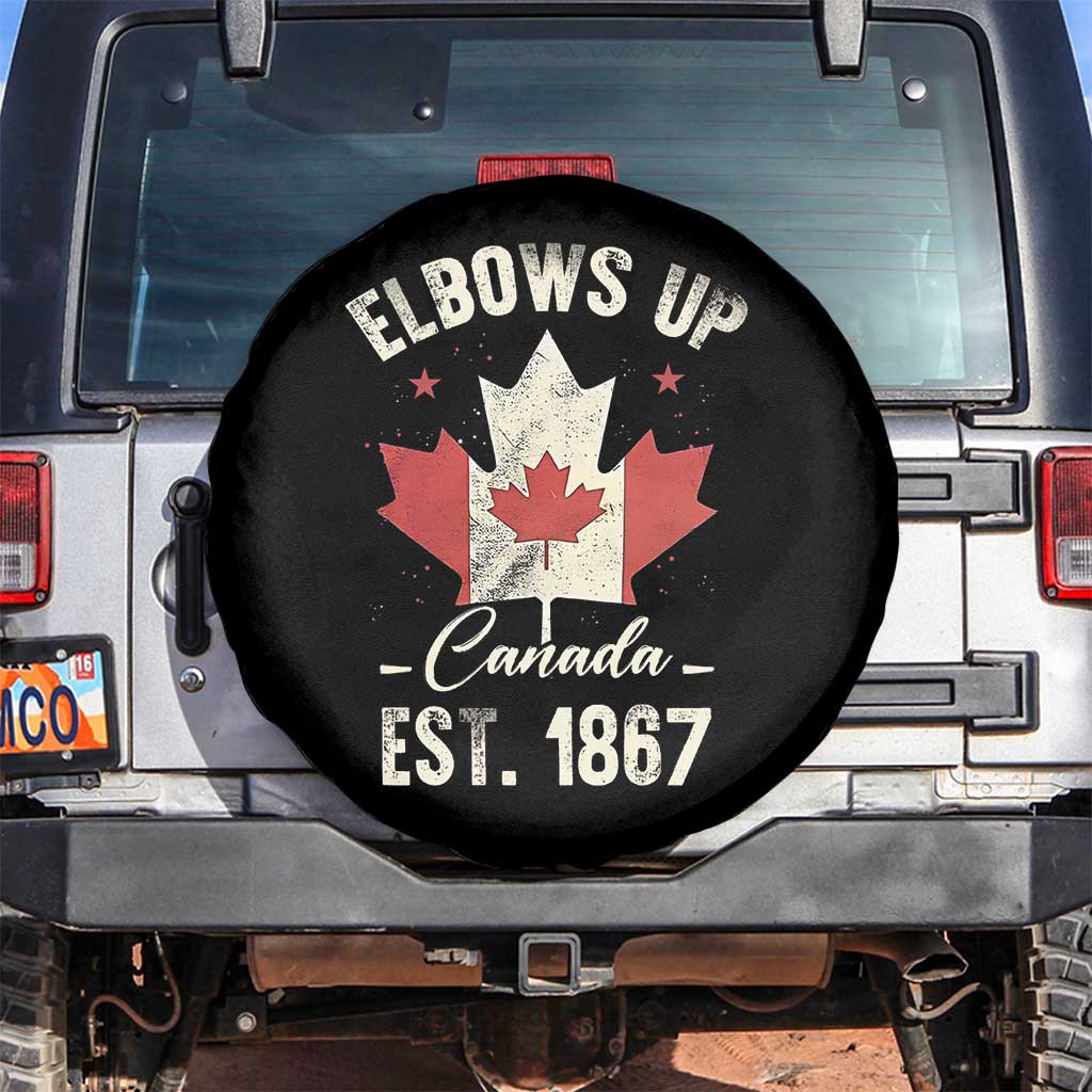 Elbows Up Canada EST 1867 Spare Tire Cover True North Strong and Free Proud Canadian Maple Leaf