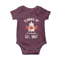 Elbows Up Canada EST 1867 Baby Onesie True North Strong and Free Proud Canadian Maple Leaf