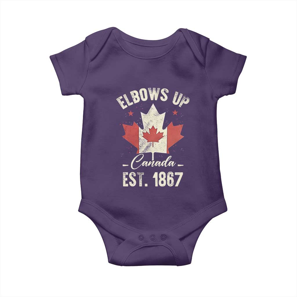 Elbows Up Canada EST 1867 Baby Onesie True North Strong and Free Proud Canadian Maple Leaf