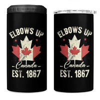 Elbows Up Canada EST 1867 4 in 1 Can Cooler Tumbler True North Strong and Free Proud Canadian Maple Leaf