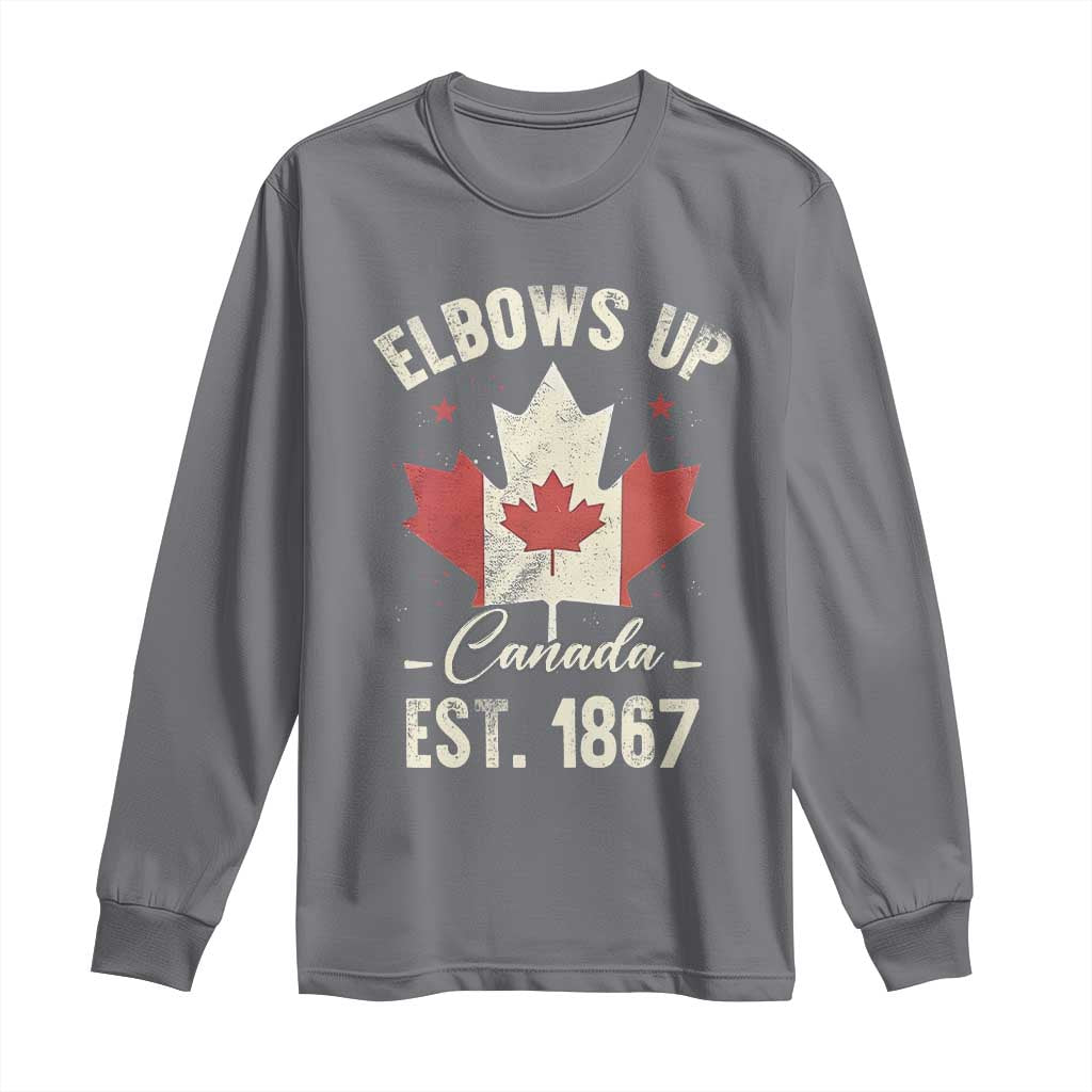 Elbows Up Canada EST 1867 Long Sleeve Shirt True North Strong and Free Proud Canadian Maple Leaf