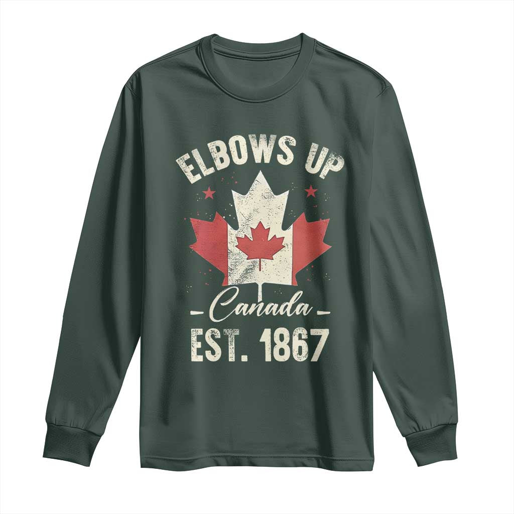 Elbows Up Canada EST 1867 Long Sleeve Shirt True North Strong and Free Proud Canadian Maple Leaf
