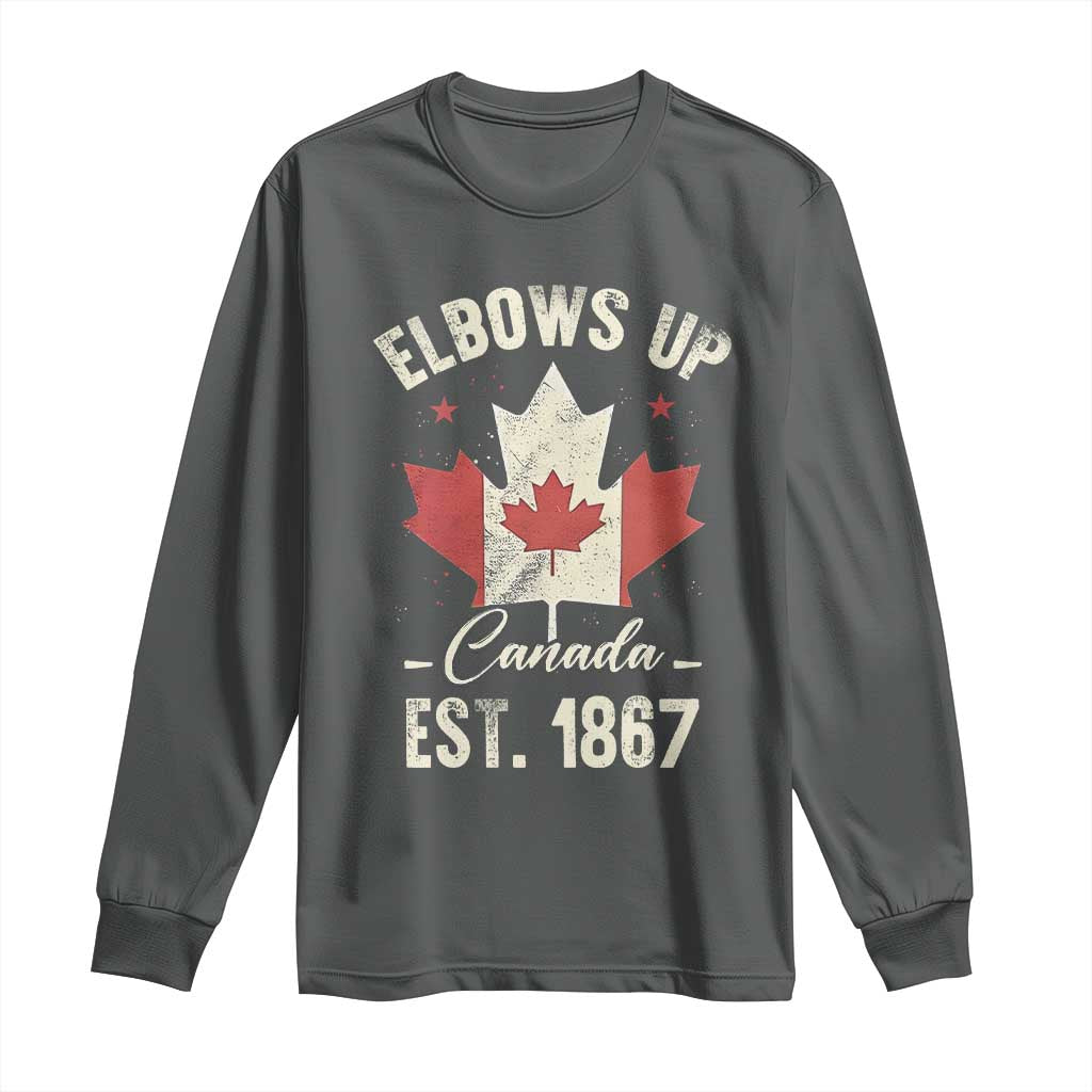 Elbows Up Canada EST 1867 Long Sleeve Shirt True North Strong and Free Proud Canadian Maple Leaf