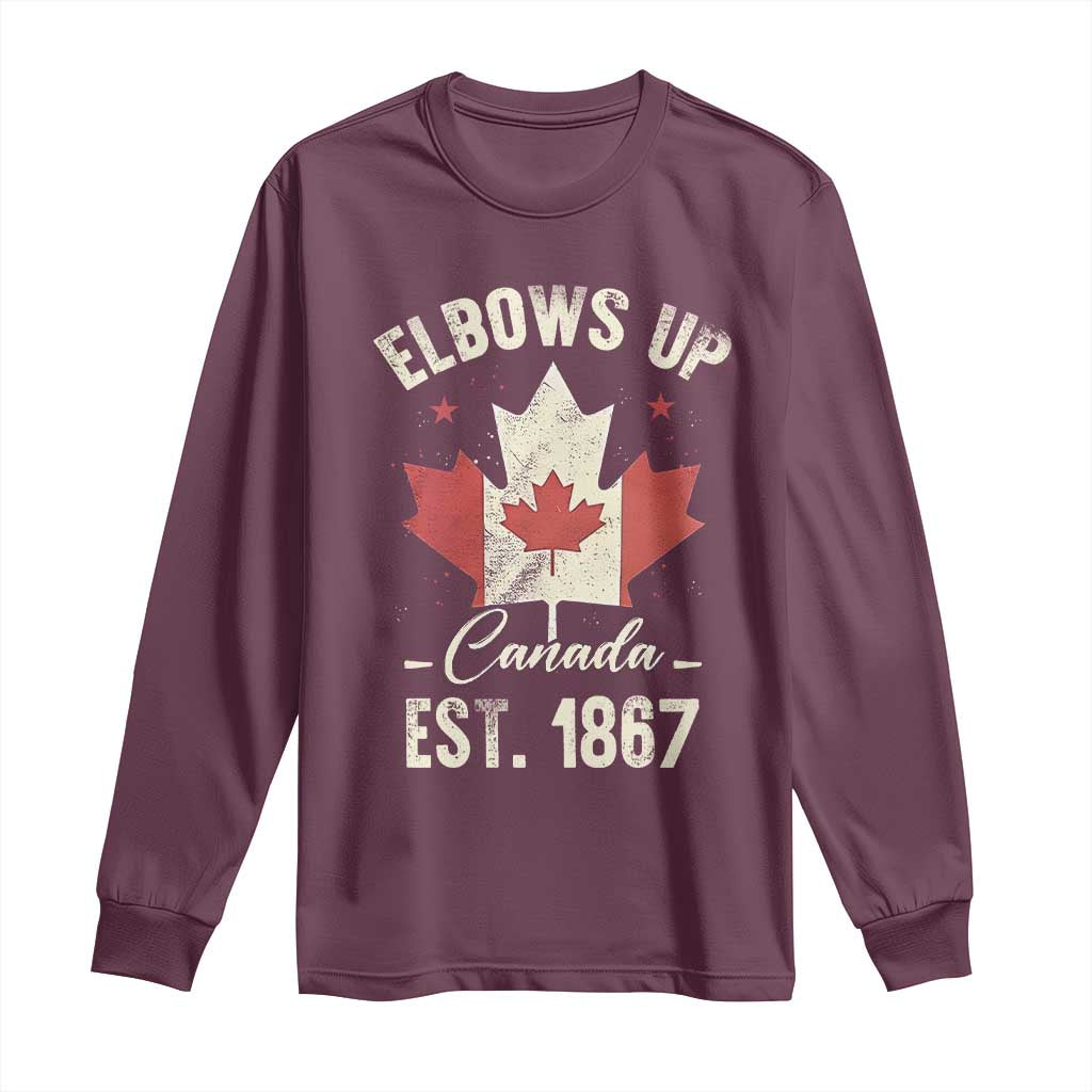 Elbows Up Canada EST 1867 Long Sleeve Shirt True North Strong and Free Proud Canadian Maple Leaf
