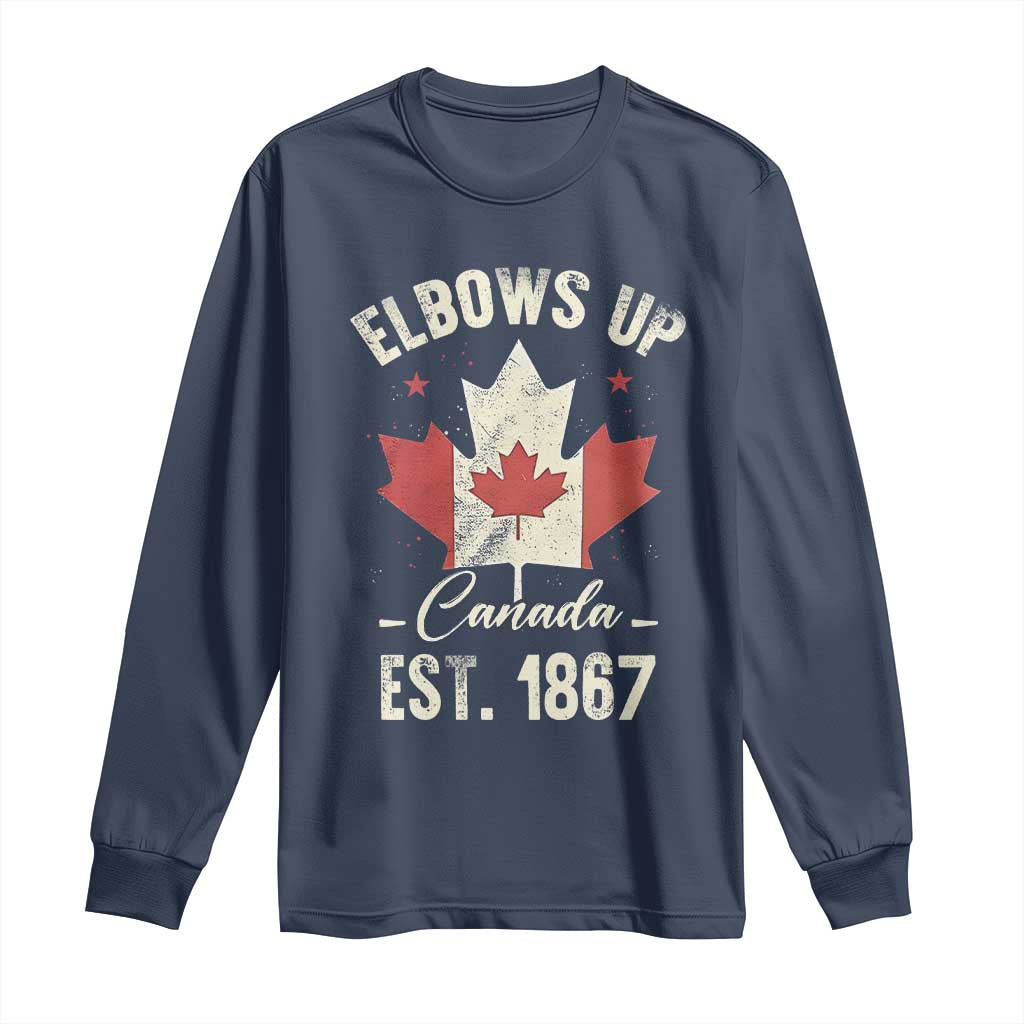 Elbows Up Canada EST 1867 Long Sleeve Shirt True North Strong and Free Proud Canadian Maple Leaf