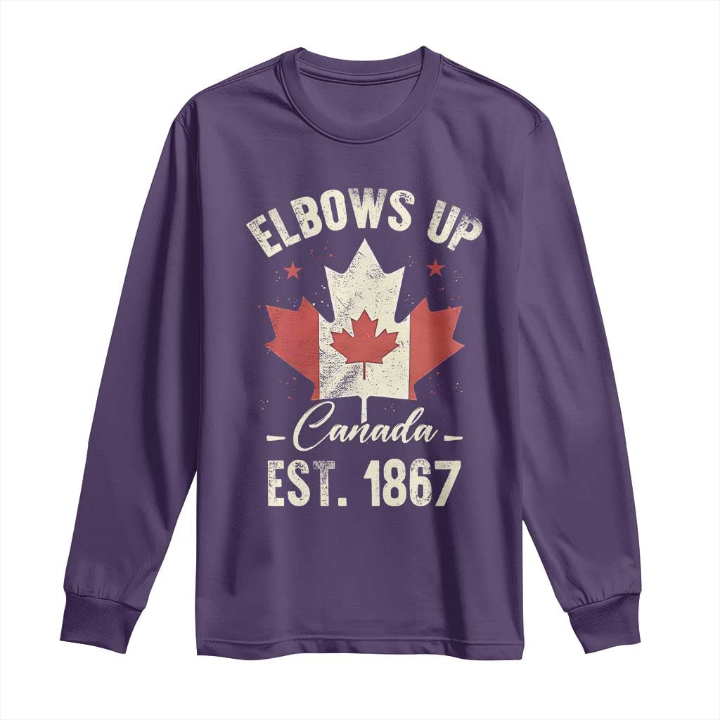 Elbows Up Canada EST 1867 Long Sleeve Shirt True North Strong and Free Proud Canadian Maple Leaf