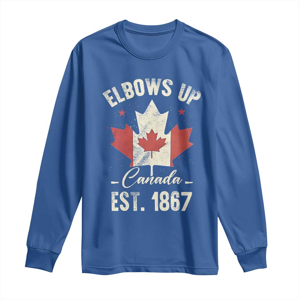 Elbows Up Canada EST 1867 Long Sleeve Shirt True North Strong and Free Proud Canadian Maple Leaf