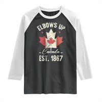 Elbows Up Canada EST 1867 Raglan Shirt True North Strong and Free Proud Canadian Maple Leaf