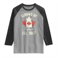 Elbows Up Canada EST 1867 Raglan Shirt True North Strong and Free Proud Canadian Maple Leaf