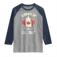 Elbows Up Canada EST 1867 Raglan Shirt True North Strong and Free Proud Canadian Maple Leaf