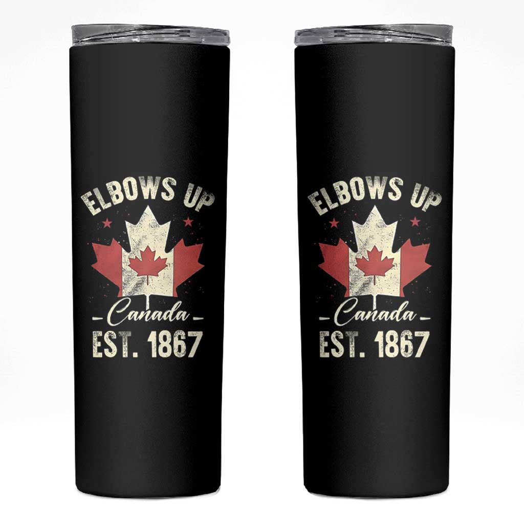 Elbows Up Canada EST 1867 Skinny Tumbler True North Strong and Free Proud Canadian Maple Leaf