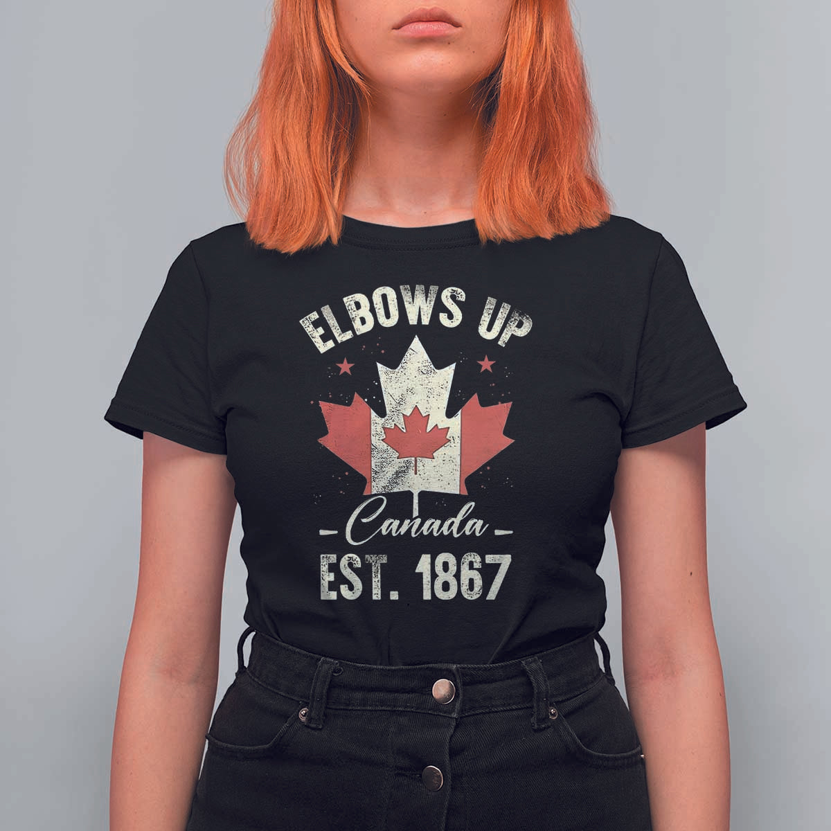 Elbows Up Canada EST 1867 T Shirt For Women True North Strong and Free Proud Canadian Maple Leaf