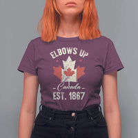 Elbows Up Canada EST 1867 T Shirt For Women True North Strong and Free Proud Canadian Maple Leaf