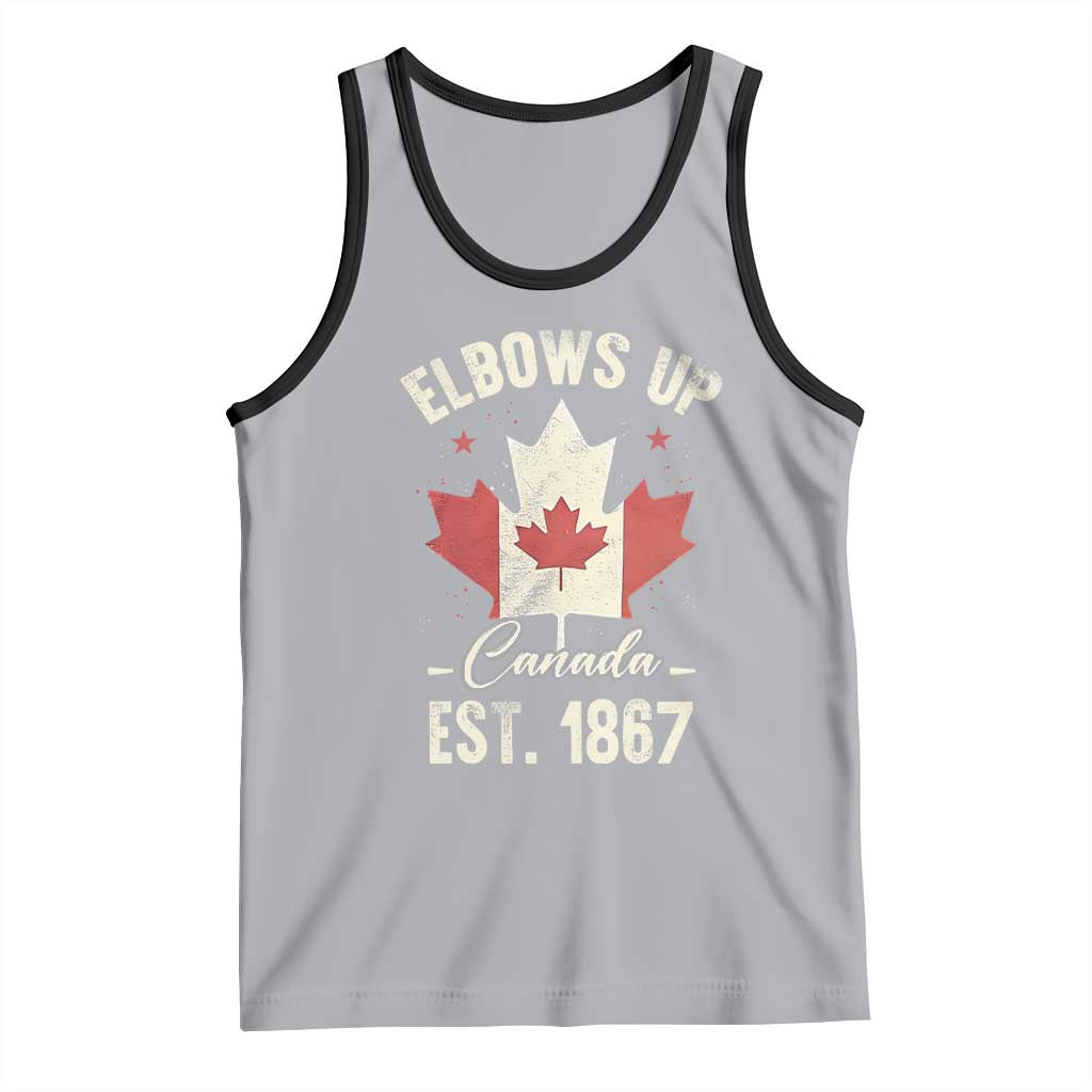 Elbows Up Canada EST 1867 Tank Top True North Strong and Free Proud Canadian Maple Leaf