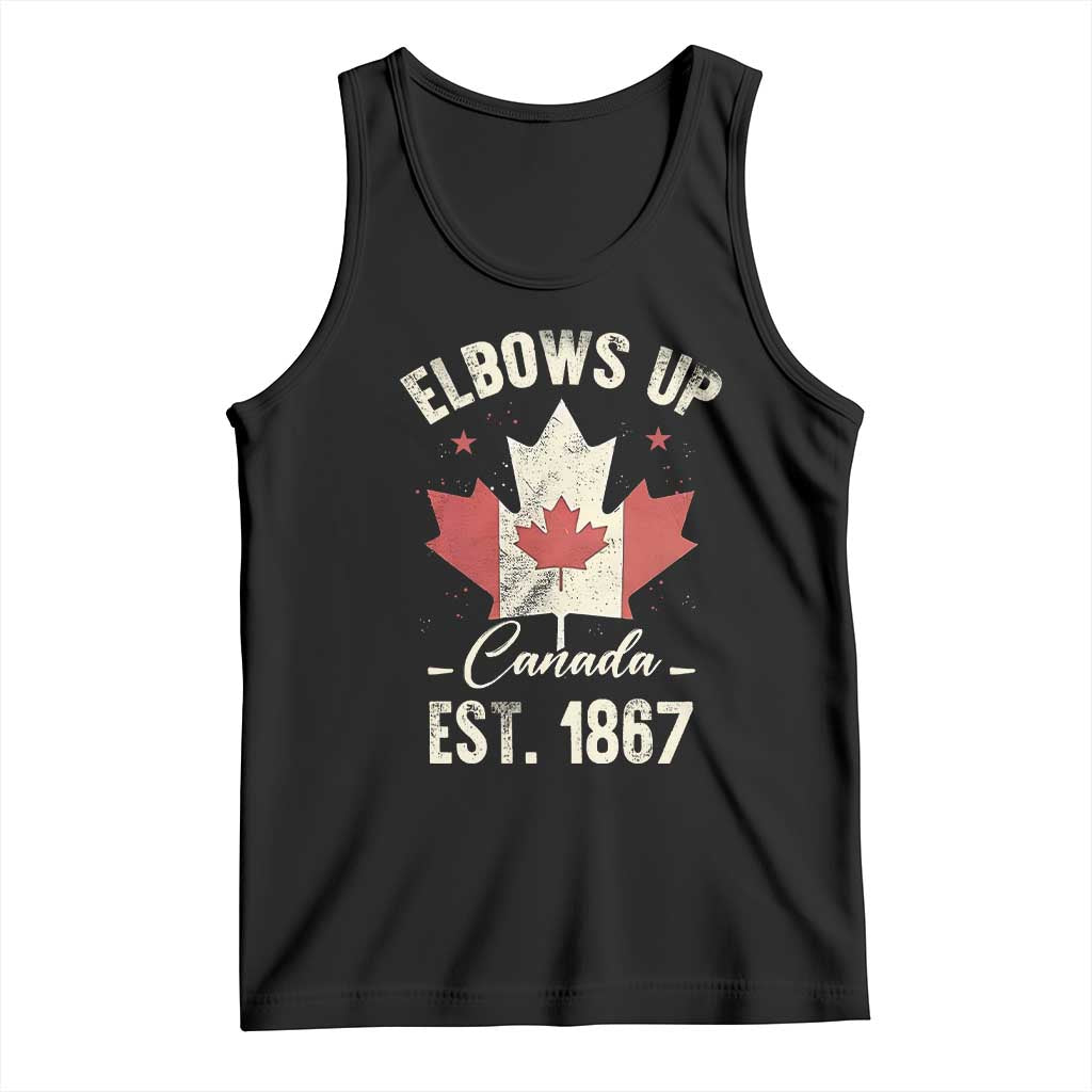 Elbows Up Canada EST 1867 Tank Top True North Strong and Free Proud Canadian Maple Leaf