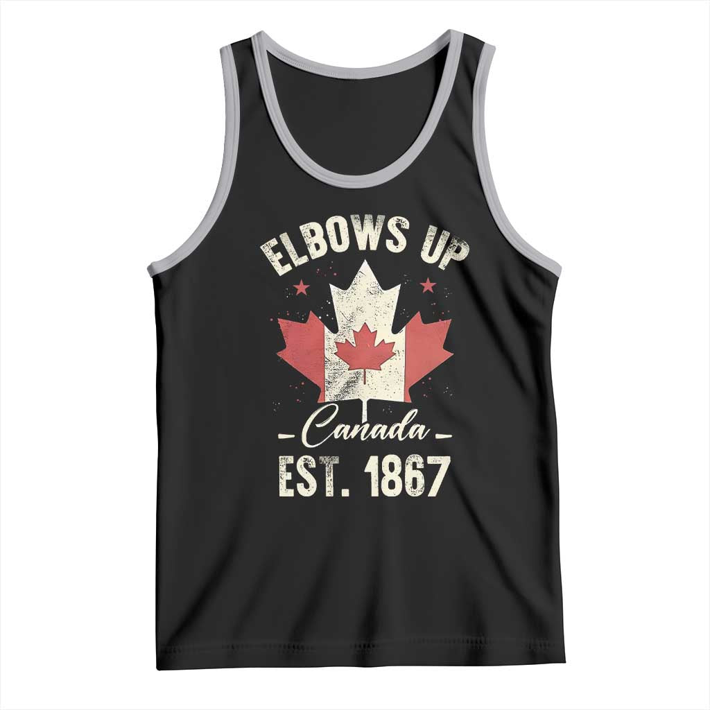 Elbows Up Canada EST 1867 Tank Top True North Strong and Free Proud Canadian Maple Leaf