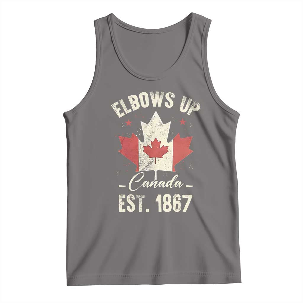 Elbows Up Canada EST 1867 Tank Top True North Strong and Free Proud Canadian Maple Leaf
