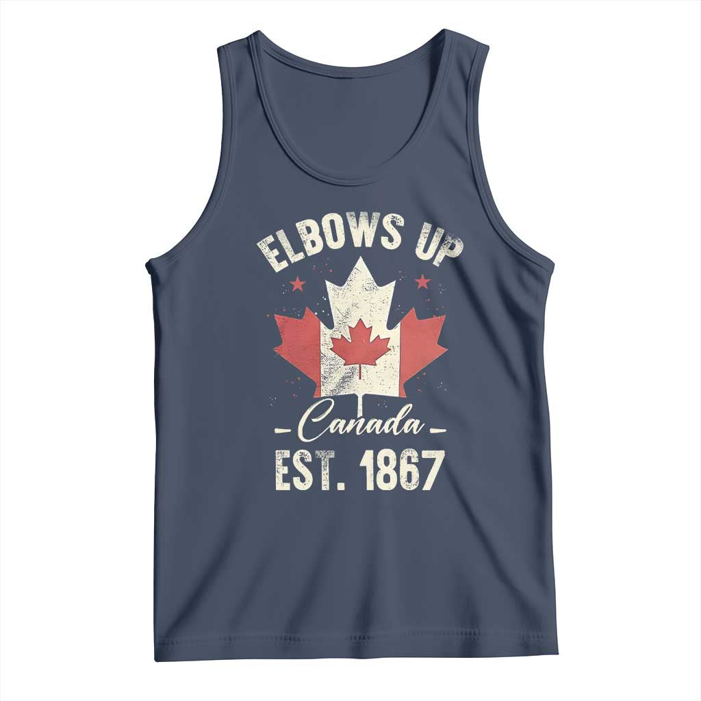 Elbows Up Canada EST 1867 Tank Top True North Strong and Free Proud Canadian Maple Leaf