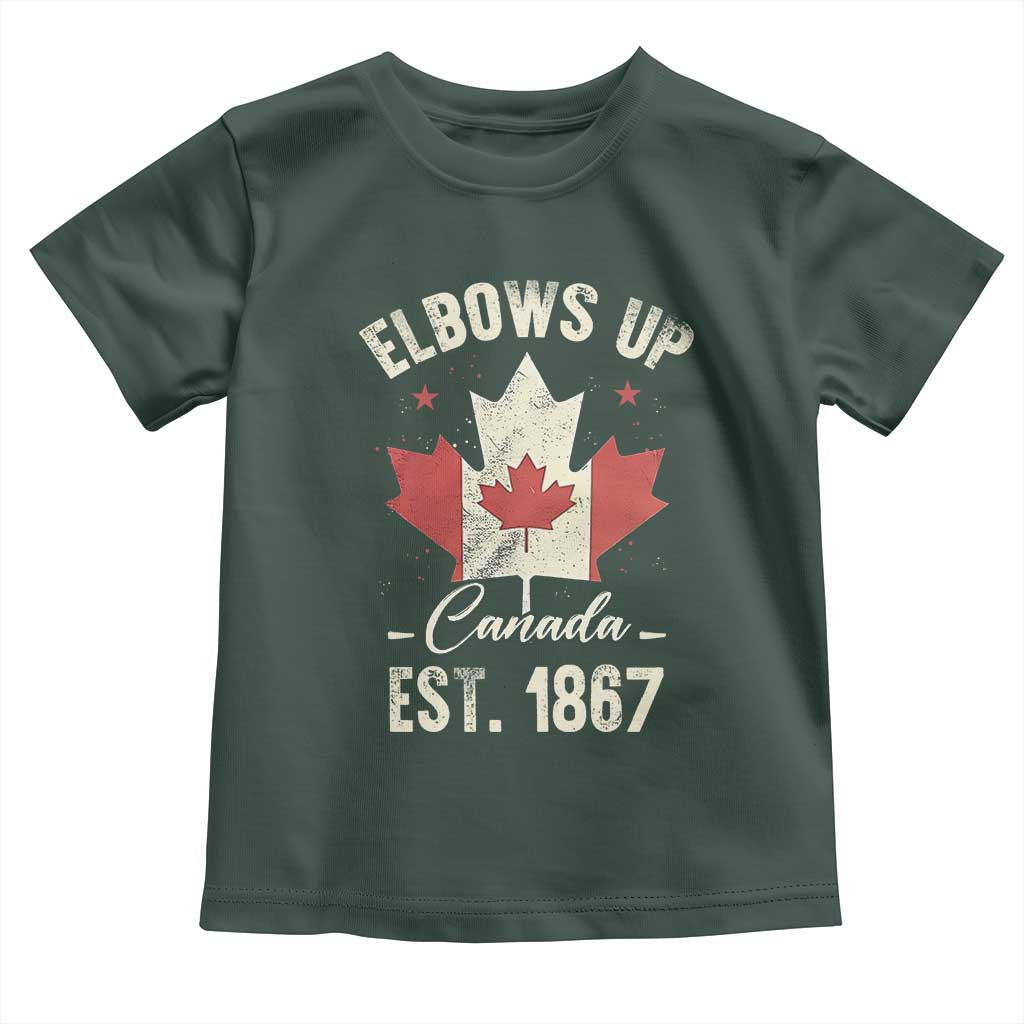 Elbows Up Canada EST 1867 Toddler T Shirt True North Strong and Free Proud Canadian Maple Leaf