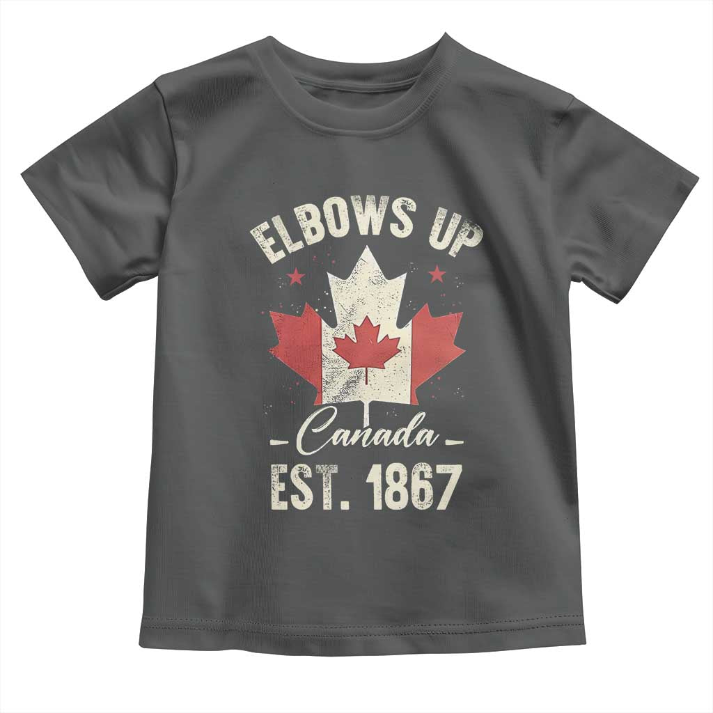 Elbows Up Canada EST 1867 Toddler T Shirt True North Strong and Free Proud Canadian Maple Leaf