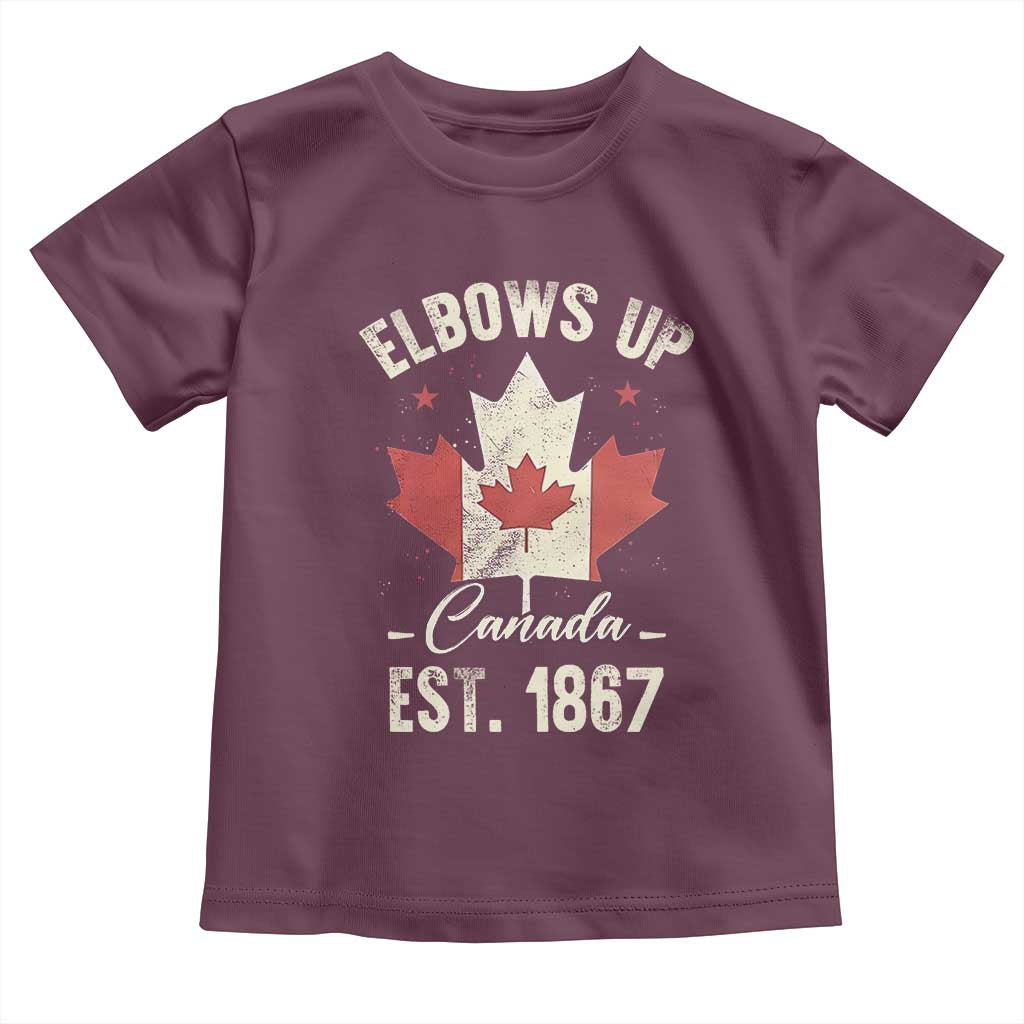 Elbows Up Canada EST 1867 Toddler T Shirt True North Strong and Free Proud Canadian Maple Leaf