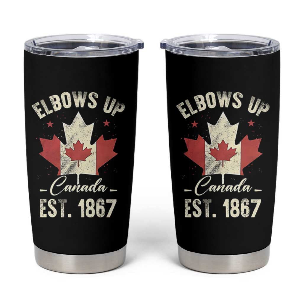 Elbows Up Canada EST 1867 Tumbler Cup True North Strong and Free Proud Canadian Maple Leaf