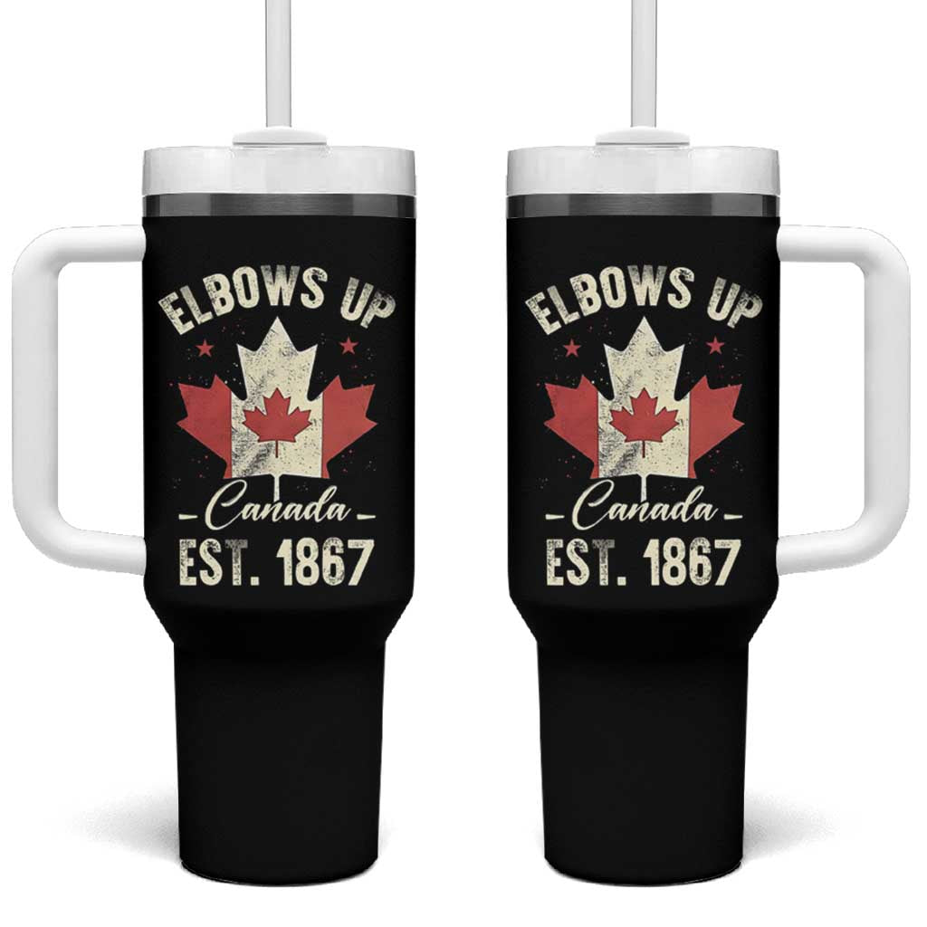 Elbows Up Canada EST 1867 Tumbler With Handle True North Strong and Free Proud Canadian Maple Leaf