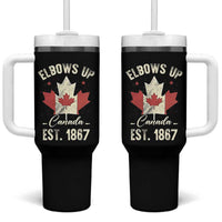 Elbows Up Canada EST 1867 Tumbler With Handle True North Strong and Free Proud Canadian Maple Leaf