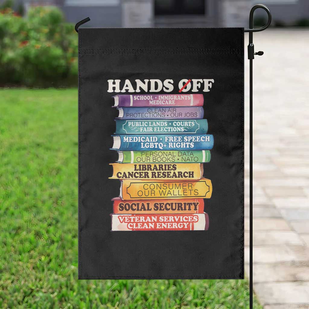 Hands Off Garden Flag Social Security And Medicare Protest Colorful Books - Wonder Print Shop