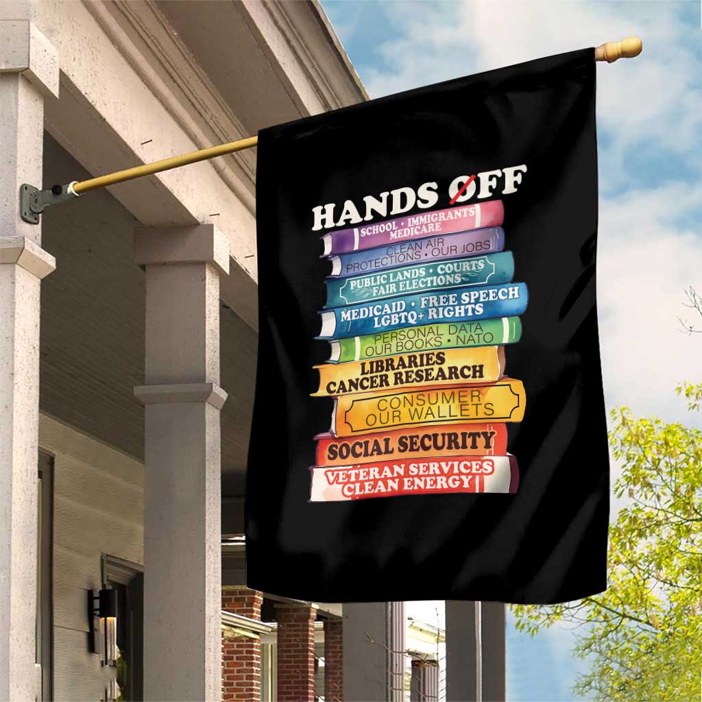 Hands Off Garden Flag Social Security And Medicare Protest Colorful Books - Wonder Print Shop