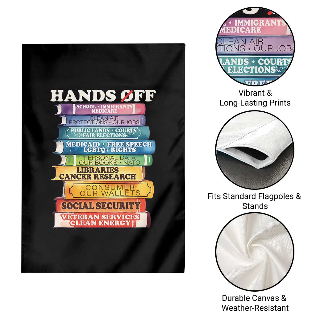 Hands Off Garden Flag Social Security And Medicare Protest Colorful Books - Wonder Print Shop