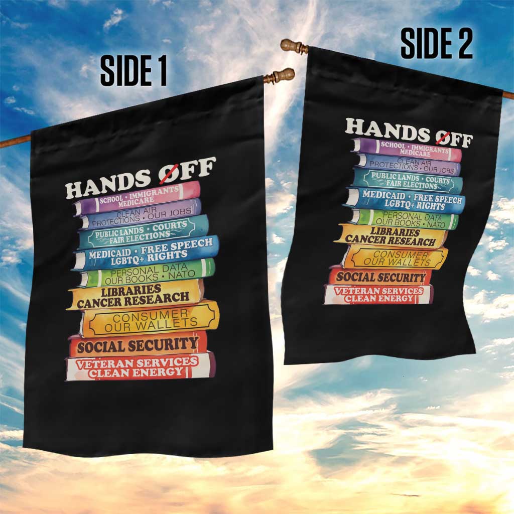 Hands Off Garden Flag Social Security And Medicare Protest Colorful Books - Wonder Print Shop