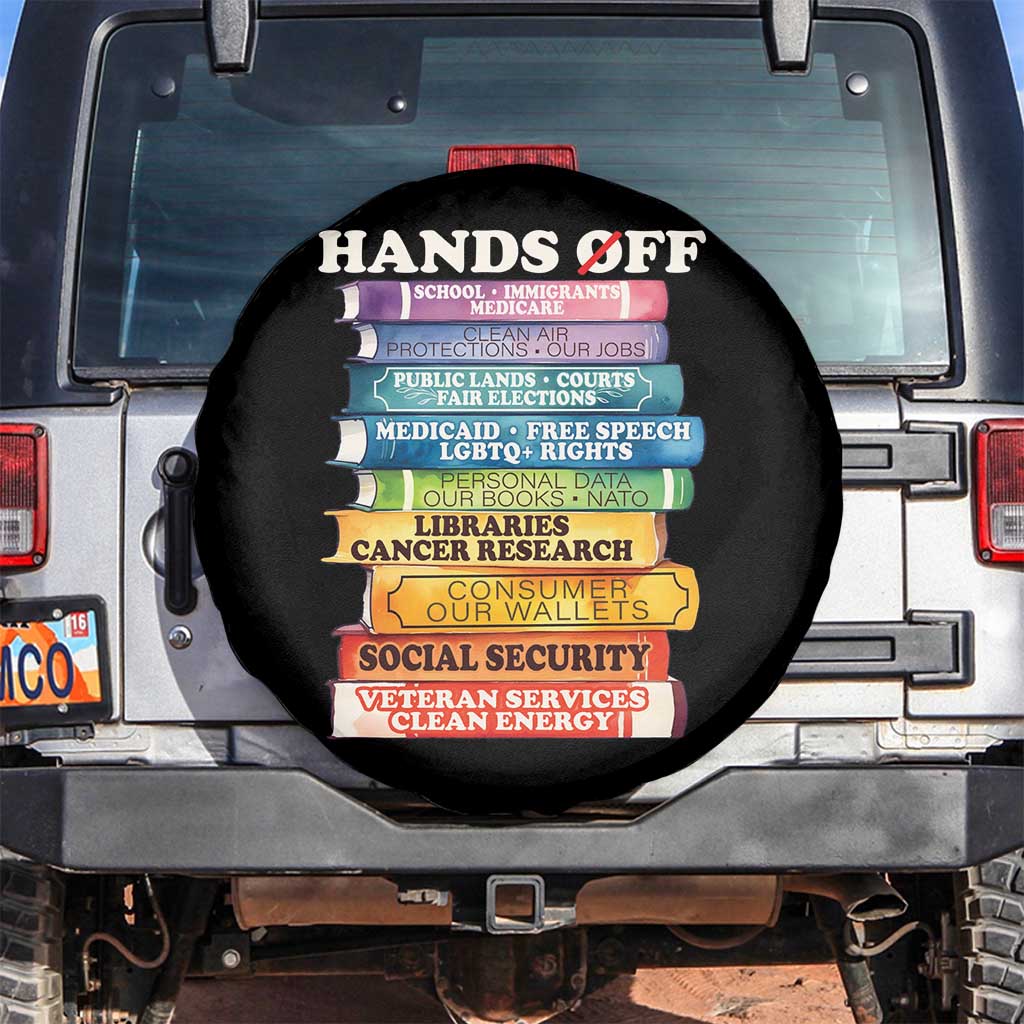 Hands Off Spare Tire Cover Social Security And Medicare Protest Colorful Books