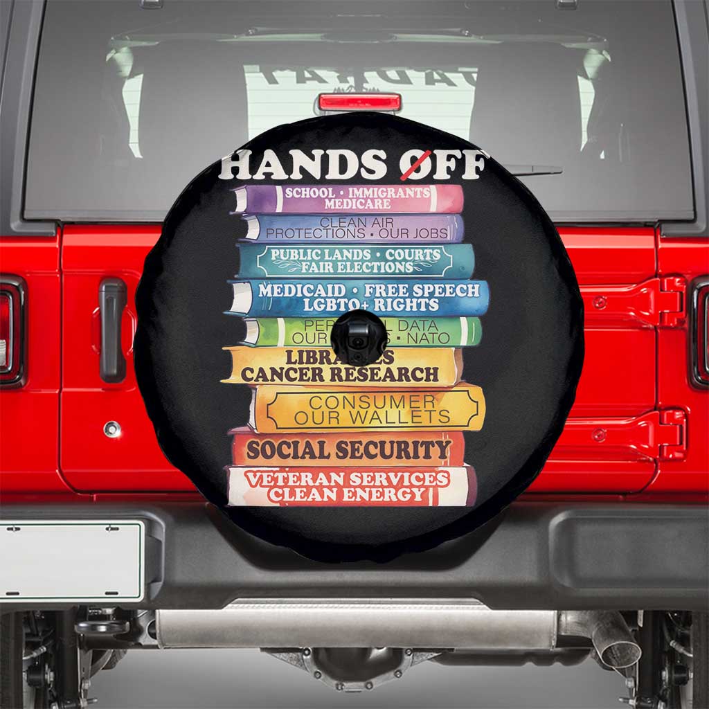 Hands Off Spare Tire Cover Social Security And Medicare Protest Colorful Books