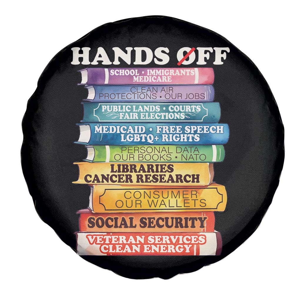 Hands Off Spare Tire Cover Social Security And Medicare Protest Colorful Books