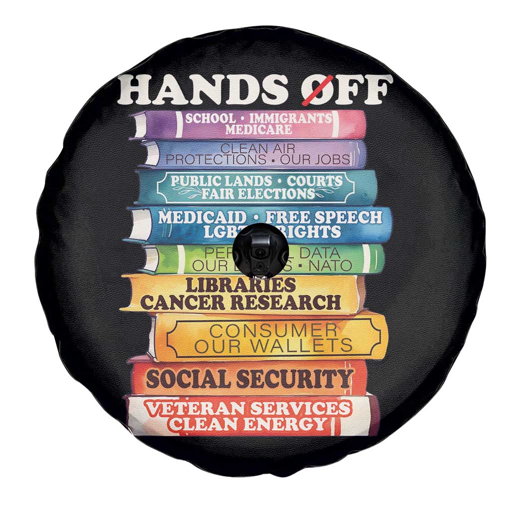 Hands Off Spare Tire Cover Social Security And Medicare Protest Colorful Books