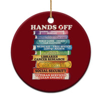 Hands Off Ceramic Ornament Social Security And Medicare Protest Colorful Books - Wonder Print Shop