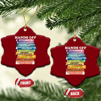 Hands Off Ceramic Ornament Social Security And Medicare Protest Colorful Books - Wonder Print Shop