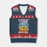 Hands Off V-Neck Knit Sweater Vest Social Security And Medicare Protest Colorful Books - Wonder Print Shop