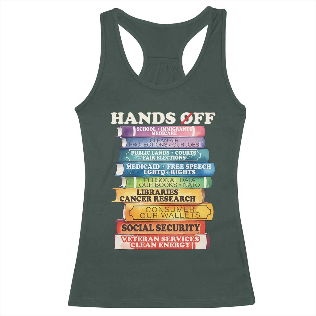 Hands Off Racerback Tank Top Social Security And Medicare Protest Colorful Books